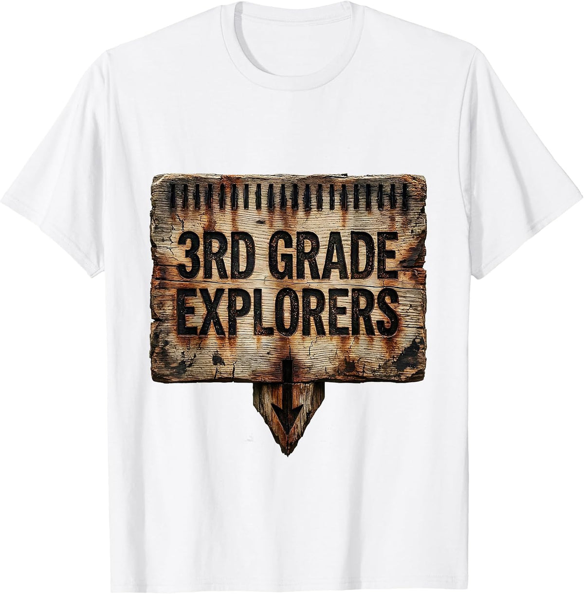 Men's 3rd Grade Explorers Distressed Back To School Teacher T-Shirt - White