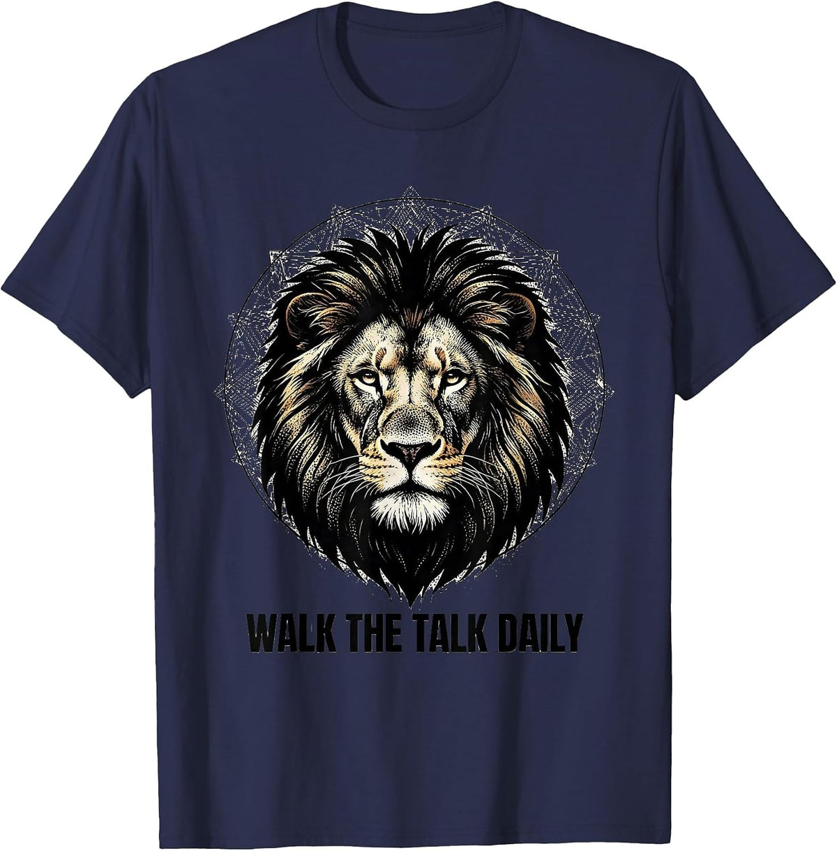 Walk the Talk Daily Motivational Design T-Shirt - Navy Blue