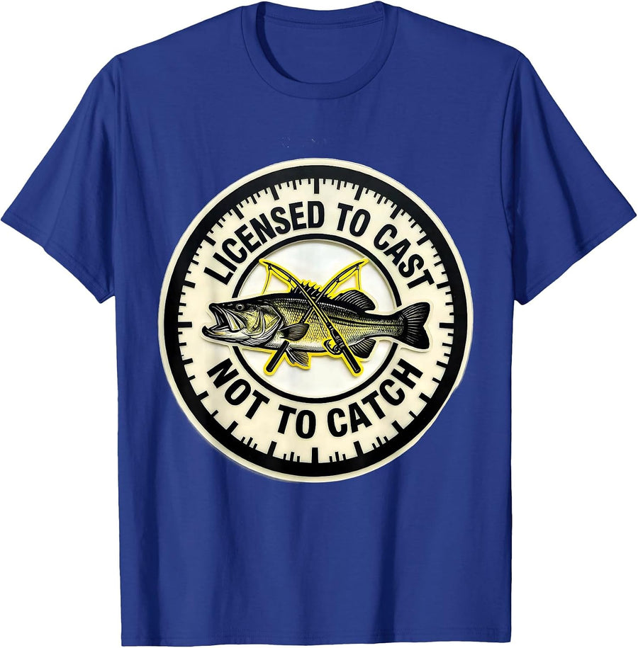 Licensed To Cast Not To Catch Funny Bass Fishing Humor T-Shirt - Royal Blue