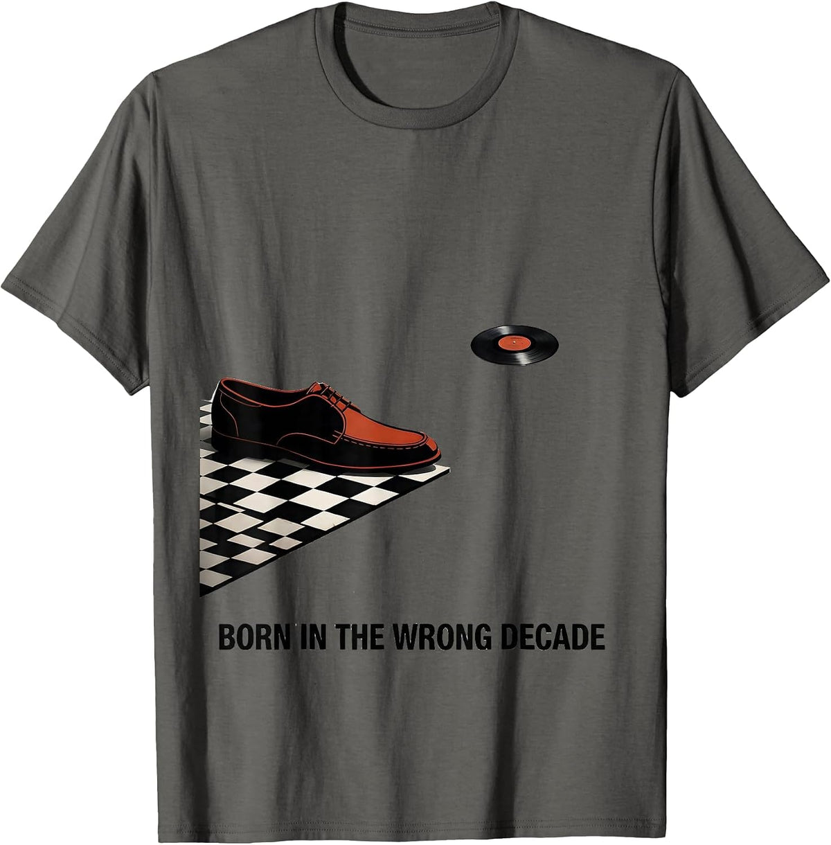Born In The Wrong Decade Retro 1950s Sock Hop Rockabilly T-Shirt - Asphalt Grey