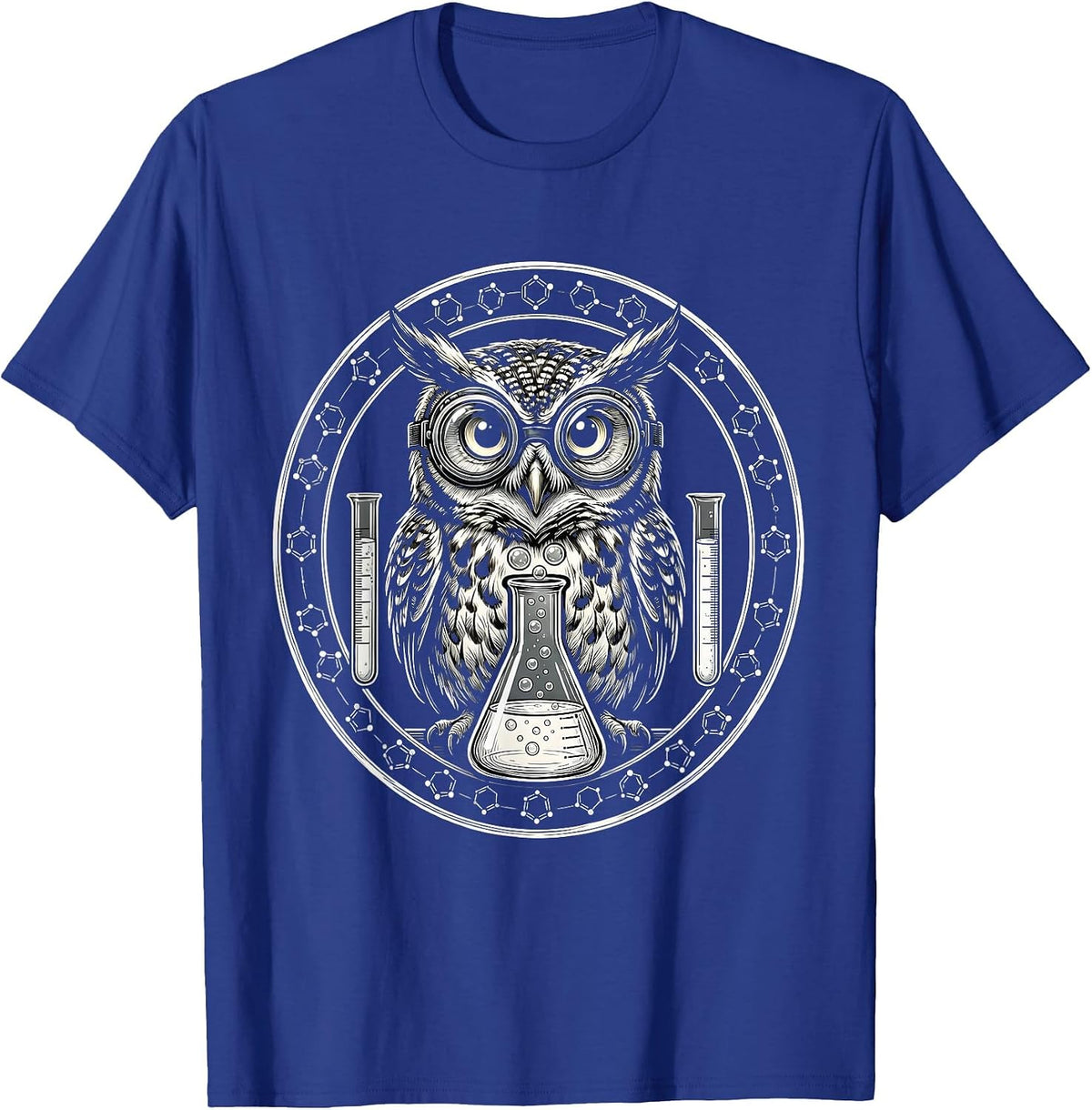 Men's Owl Science Teacher Safety Goggles Lab Graphic T-Shirt - Royal Blue