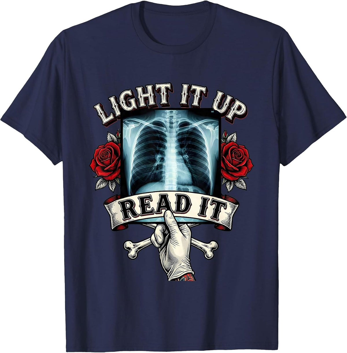 Men's Light It Up Read It Radiology Design T-Shirt - Navy Blue