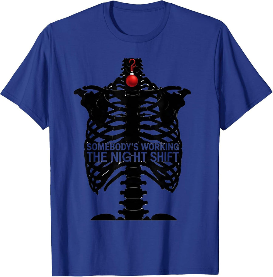 Somebody's Working The Night Shift Radiology Tech Humor T-Shirt - Royal Blue