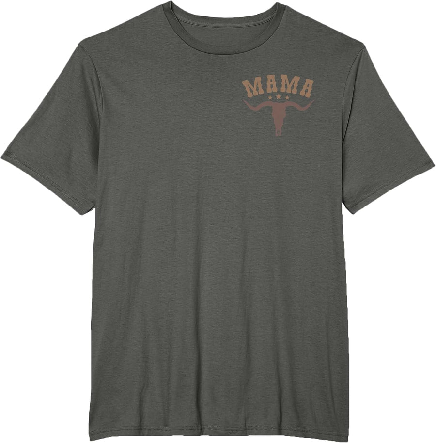 Mama Skull Highland Cow Boy Western Rodeo Family Matching T-Shirt, Men's Big and Tall, Asphalt Grey, 2X Tall - As Pictured
