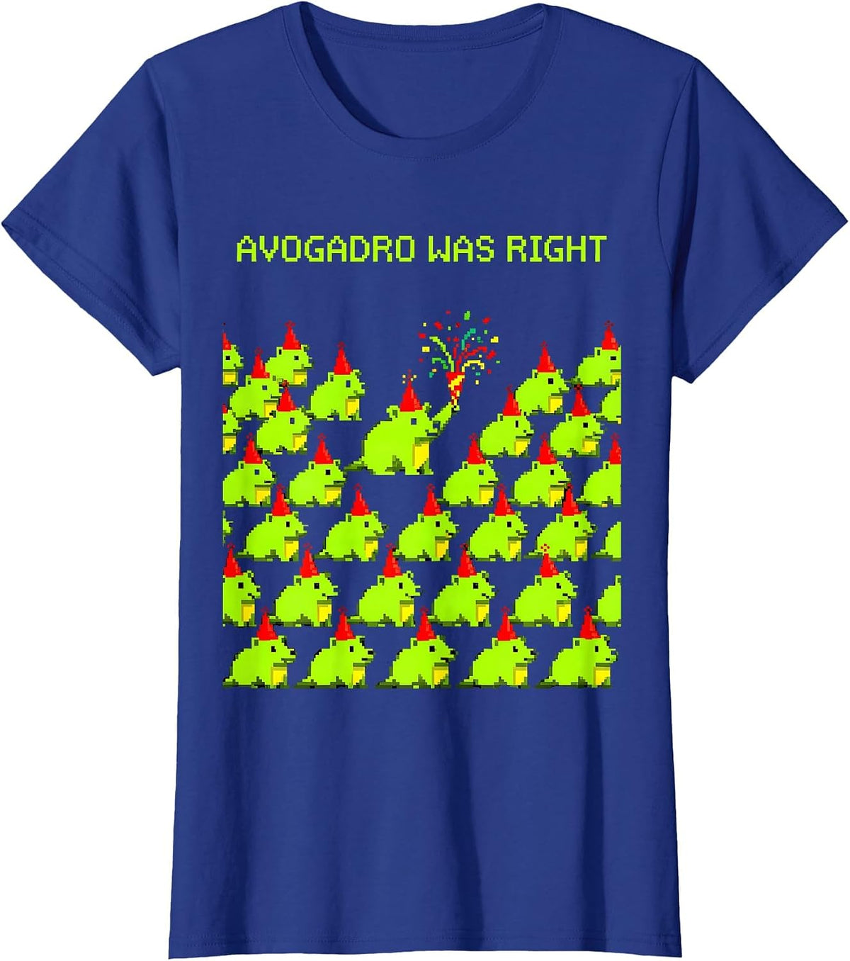 Women's Avogadro Was Right Pixel Art Mole Day Chemistry Teacher T-Shirt - Royal Blue