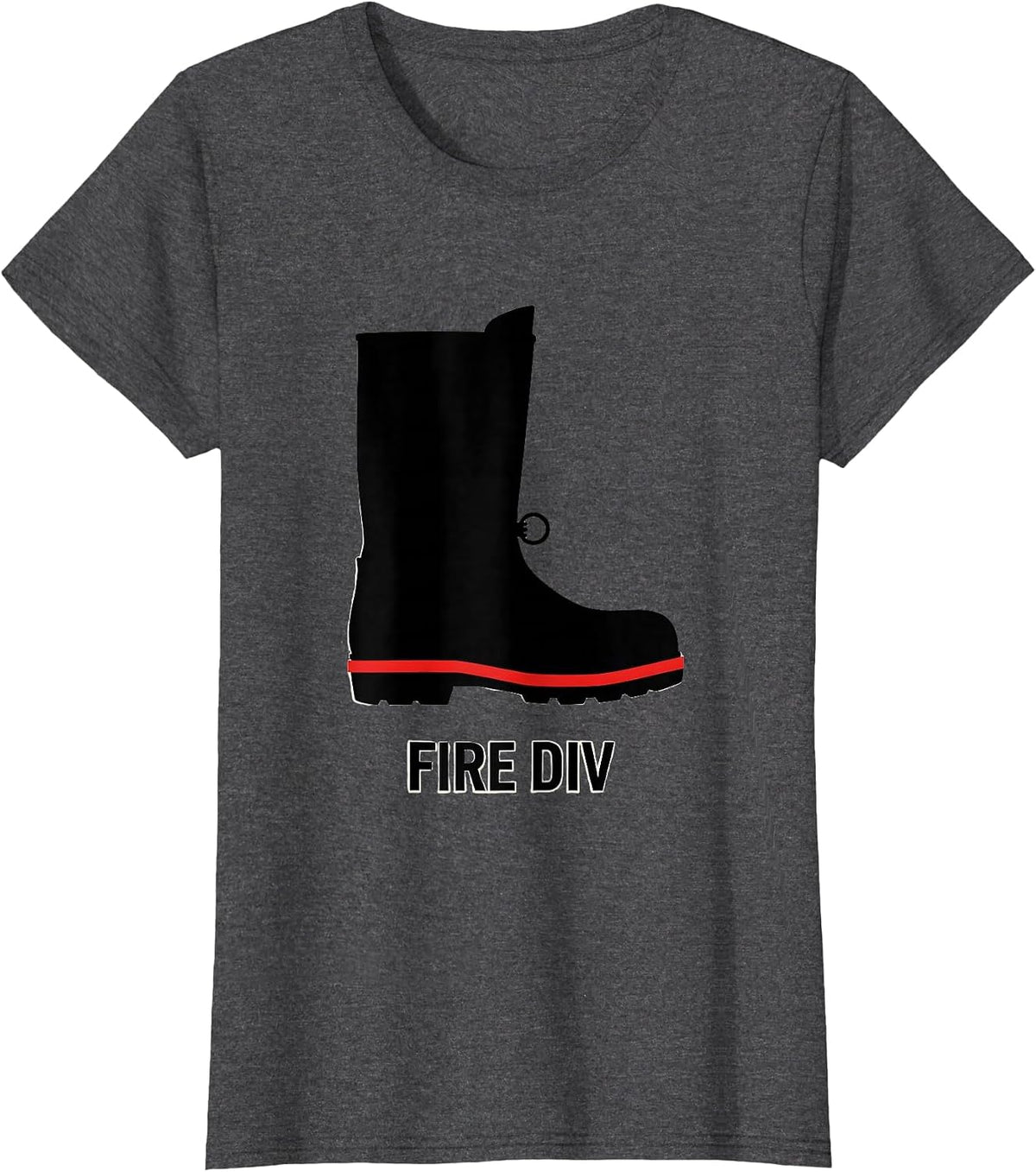 Women's FIRE DIV Minimalist Firefighter Boot Silhouette Fire T-Shirt - Dark Heather Grey