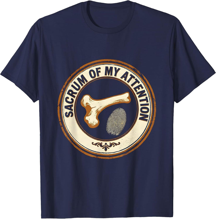 Sacrum of My Attention Distressed Massage Therapist LMT T-Shirt - Navy Blue