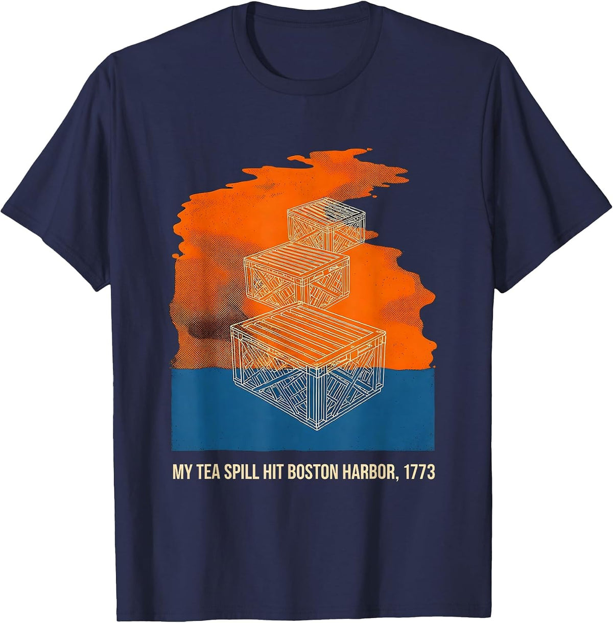Men's My Tea Spill Hit Boston Harbor, 1773 Funny History Teacher T-Shirt - Navy Blue