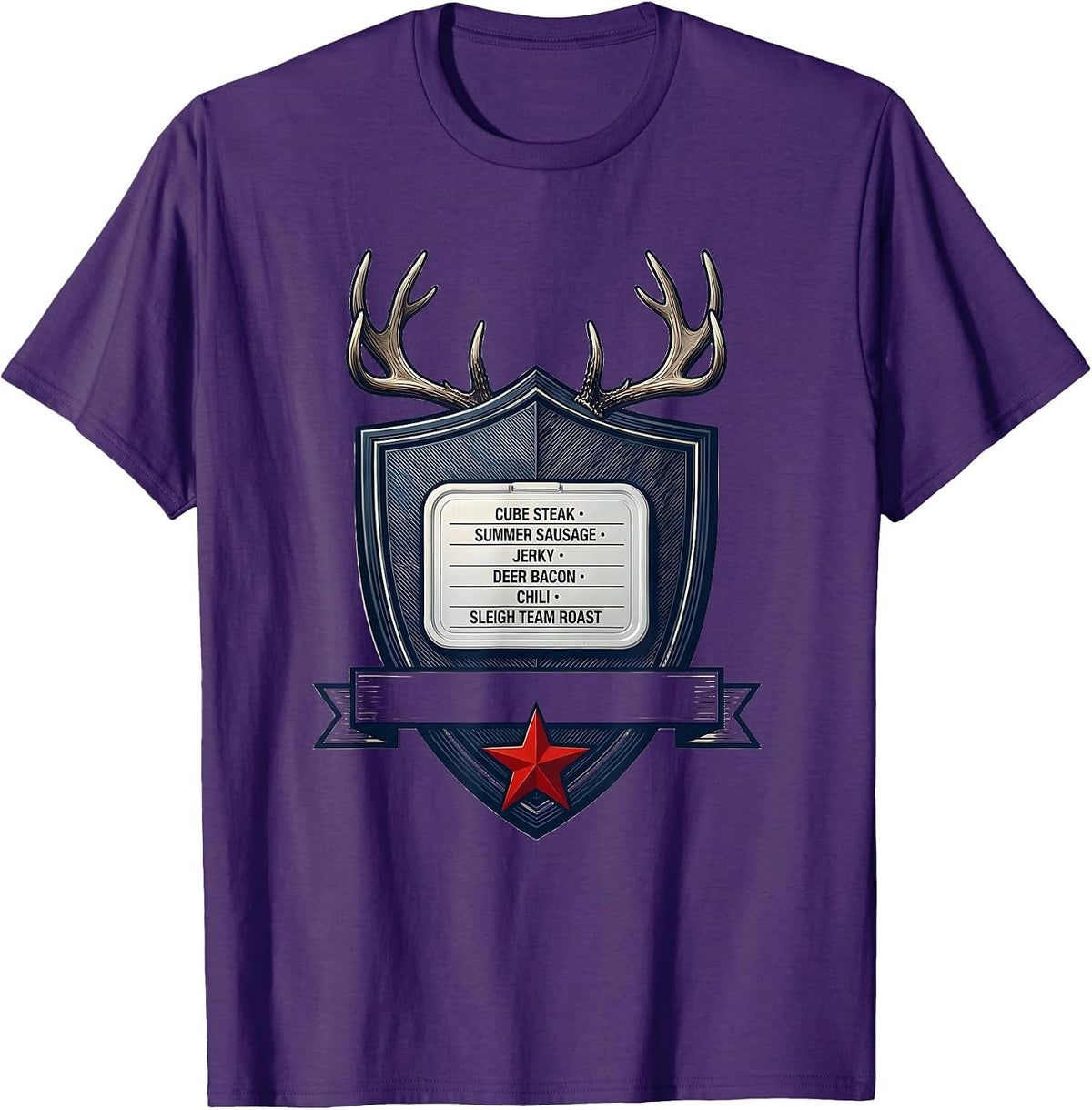 Cube Steak Summer Sausage Jerky Deer Bacon Christmas Deer T-Shirt - Purple