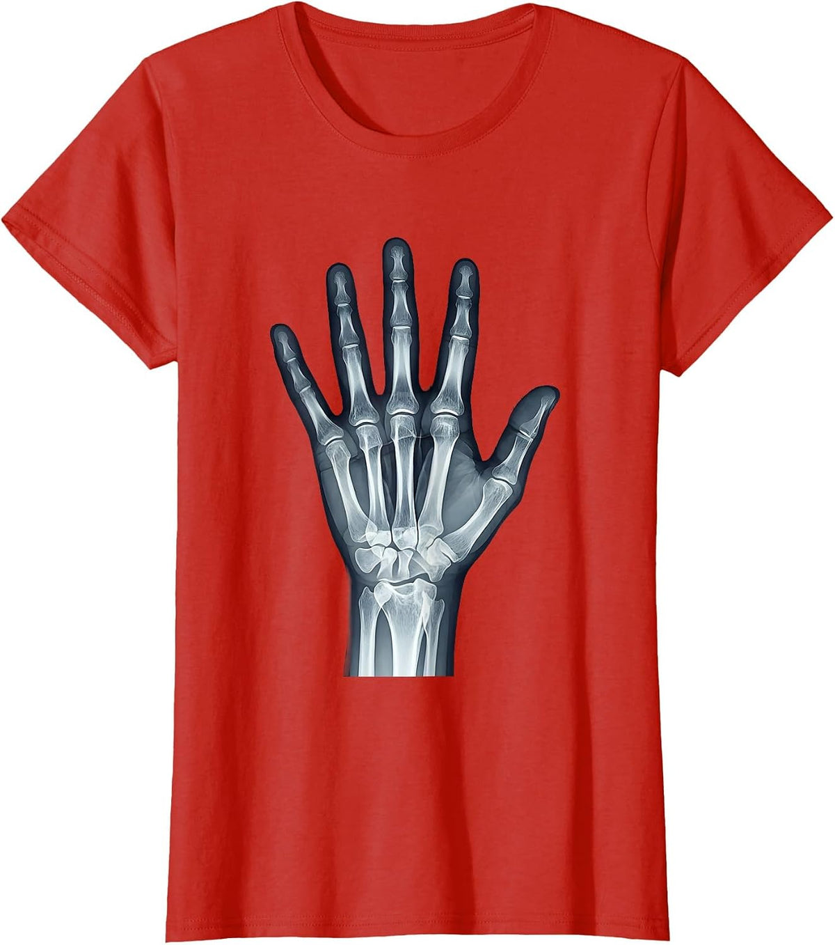 Women's Human Hand X-Ray Spread Open Radiology Design T-Shirt - Red