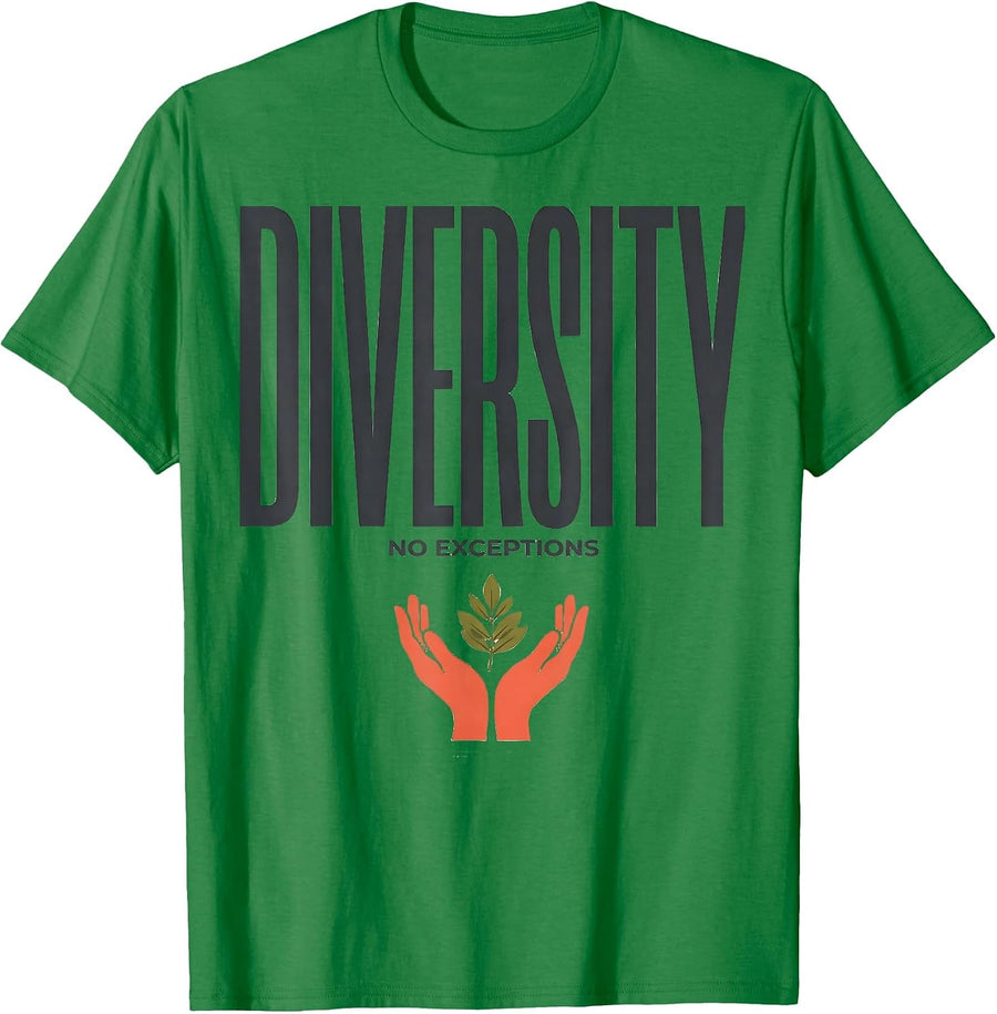 Men's Diversity No Exceptions Inclusive Values Human Rights T-Shirt - Kelly Green