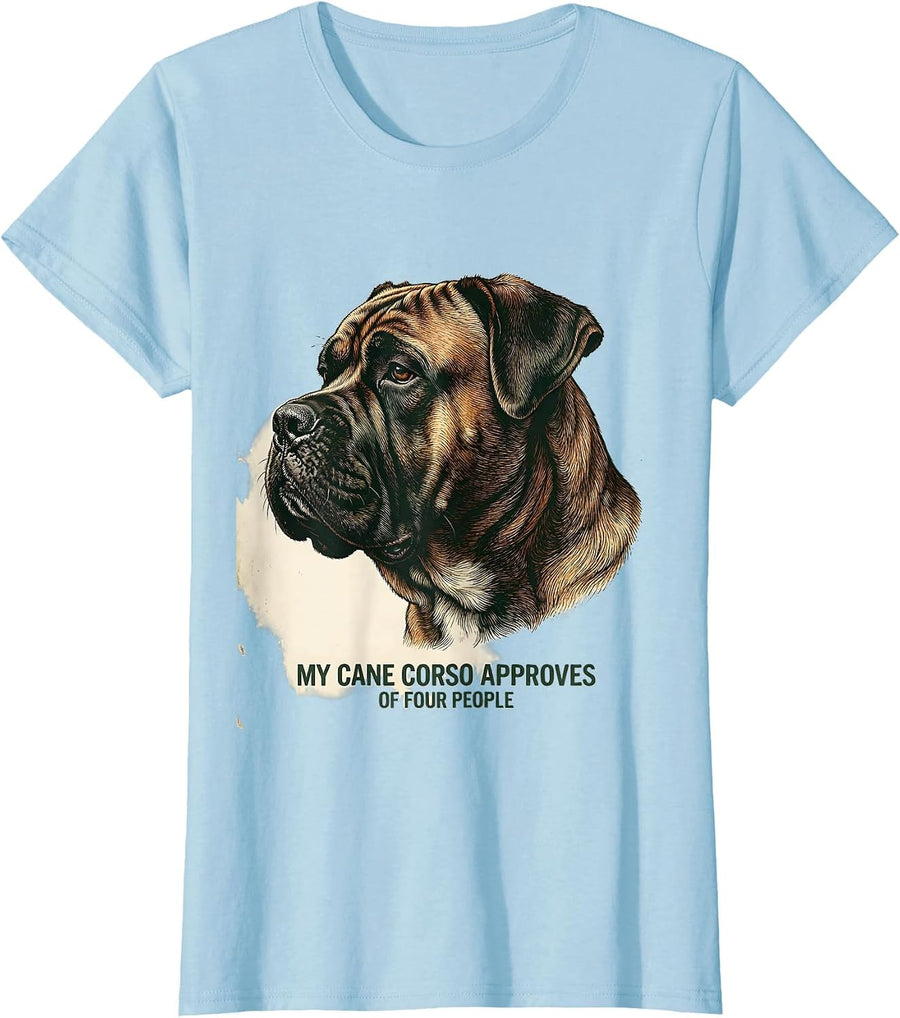 Women's My Cane Corso Approves Of Four People Vintage Dog Owner T-Shirt - Baby Blue