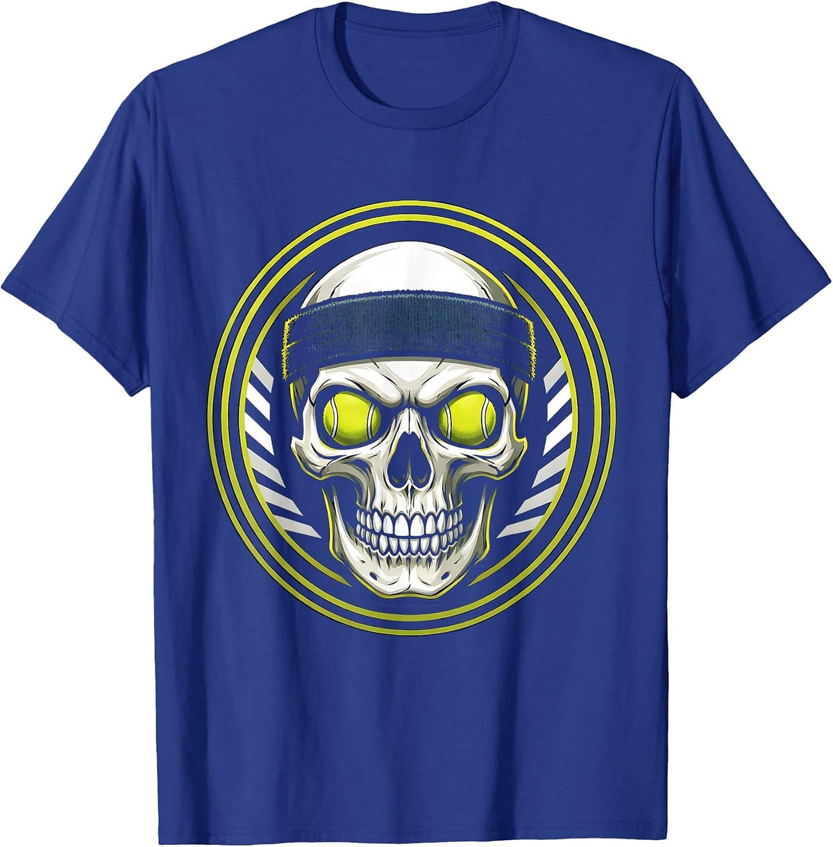 Men's Skull Tennis Sweatband Graphic Tee T-Shirt - Royal Blue