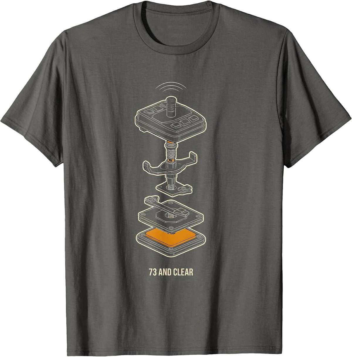 73 And Clear Funny Ham Radio Operator Hobbyist Gift T-Shirt - Asphalt Grey
