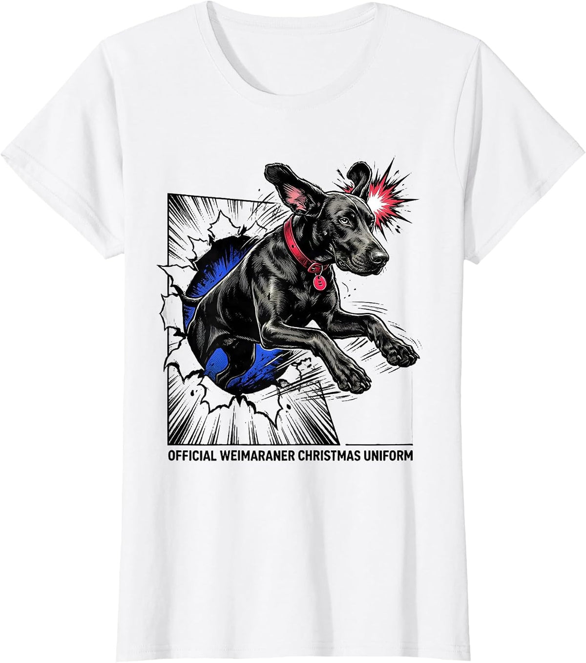 Official Weimaraner Christmas Uniform Comic Book Dog Lover T-Shirt - White