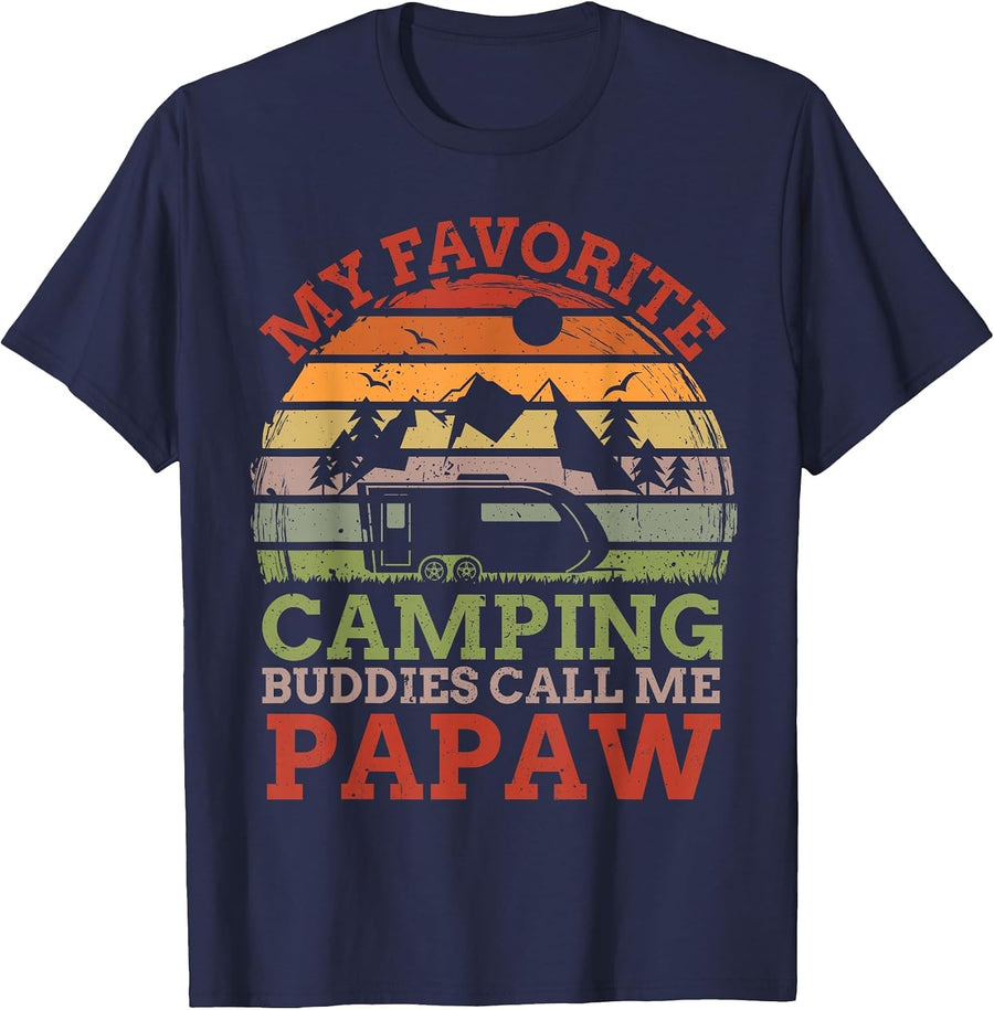 My Favorite Camping Buddies Call Me Papaw Fathers Day T-Shirt - Navy Blue