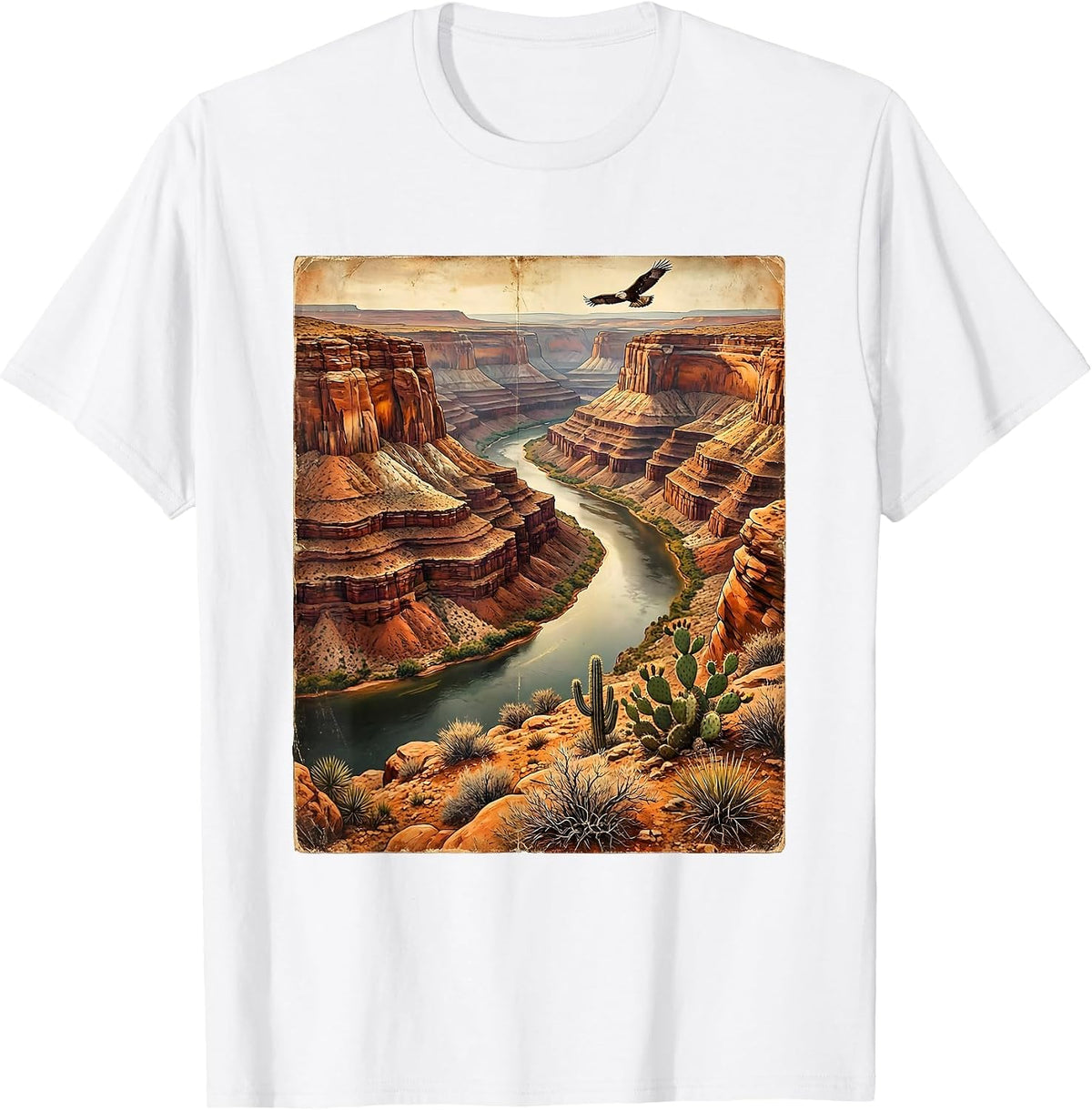 Texas River Bend Canyon Walls Graphic T-Shirt - White