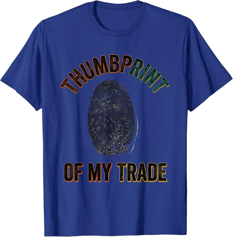 Thumbprint of My Trade Distressed Massage Therapist Humor T-Shirt - Royal Blue