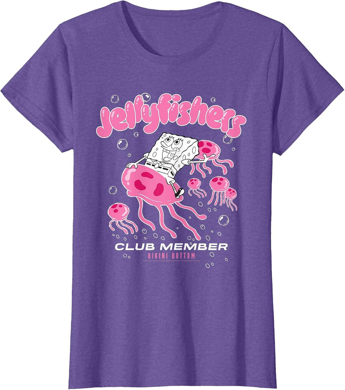 Spongebob Squarepants Jellyfishers Club Member Cartoon T-Shirt - Purple Heather