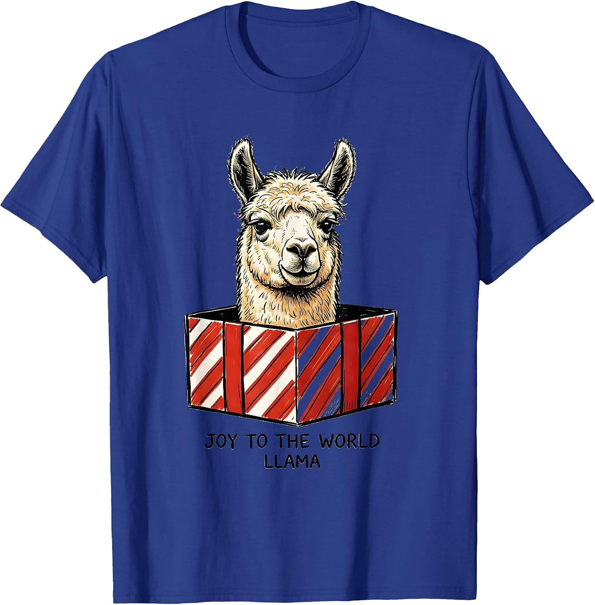Men's Joy to the World, Llama Funny Christmas Llama Lover Gift T-Shirt - Royal Blue