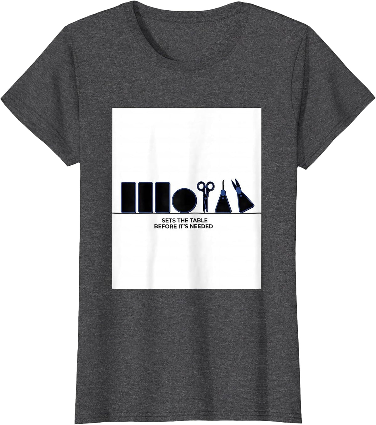 Women's Sets The Table Before It's Needed Geometric Surgical Tech T-Shirt - Dark Heather Grey