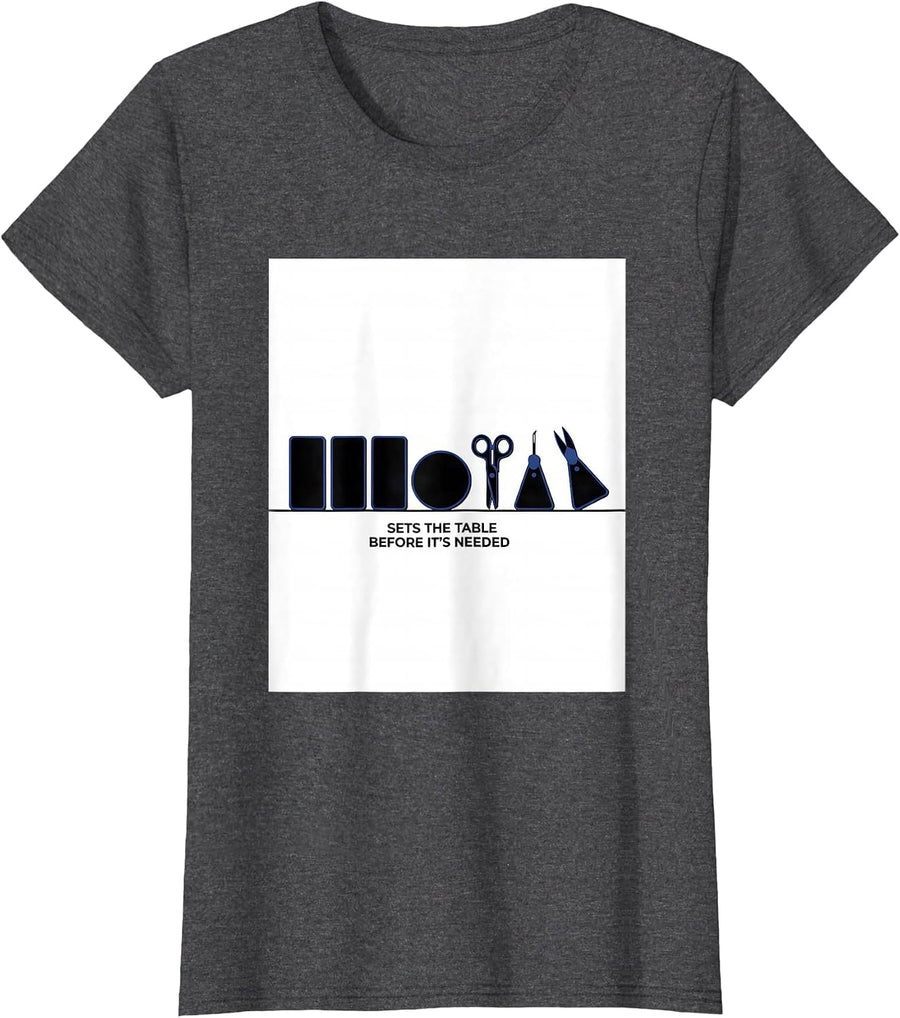 Women's Sets The Table Before It's Needed Geometric Surgical Tech T-Shirt - Dark Heather Grey
