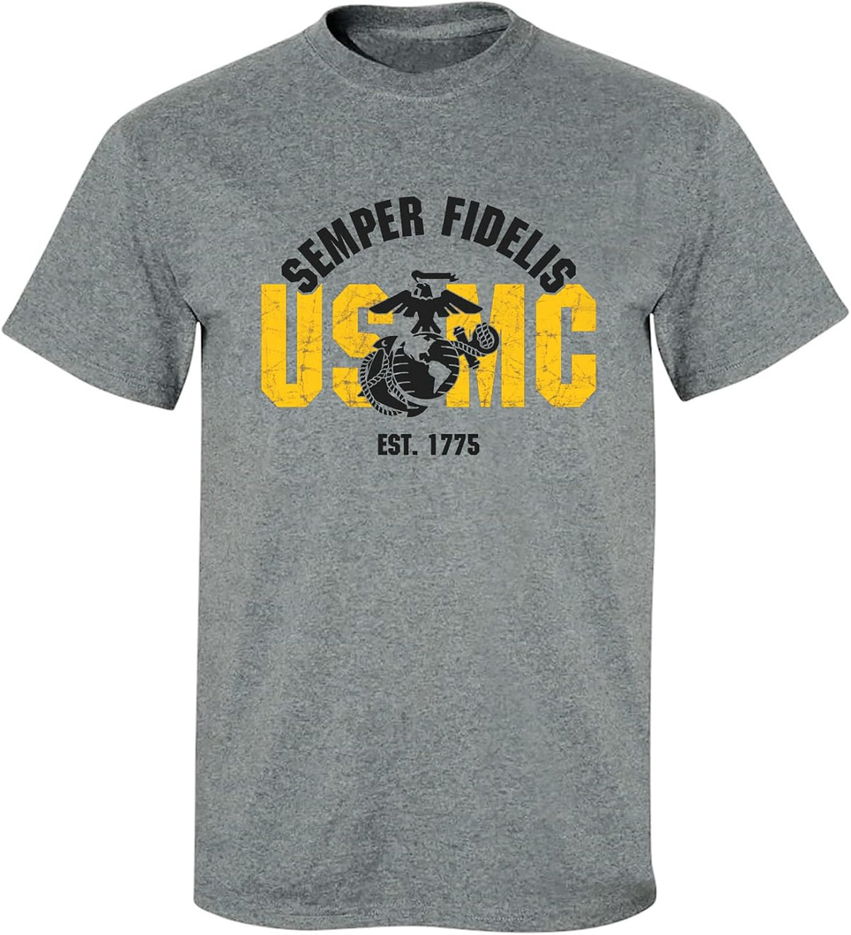 zerogravitee USMC Semper Fidelis Est. 1775" Adult Short Sleeve T-Shirt - Dark Heather