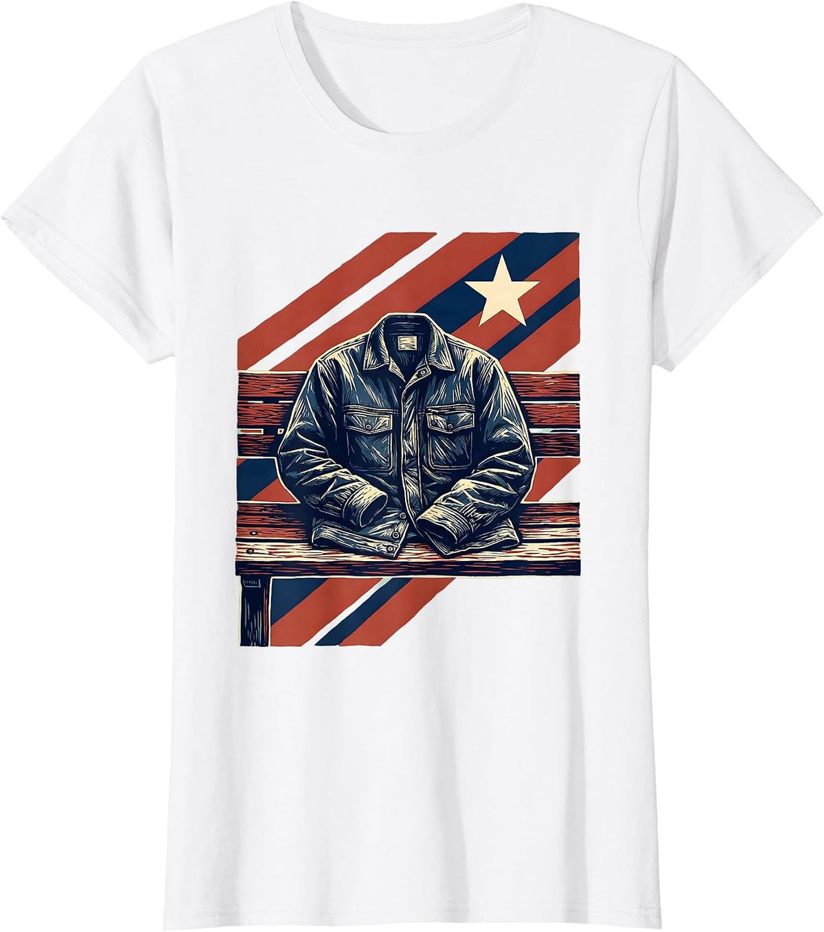 Women's Work Jacket Linocut Patriotic Labor Day Tribute T-Shirt - White