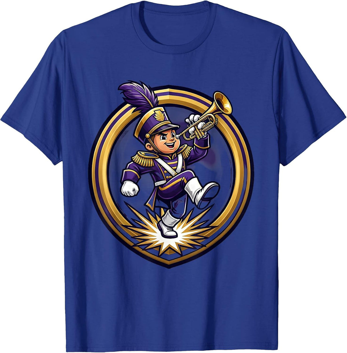 HBCU Kids Trumpet Step Show Illustration T-Shirt - Royal Blue