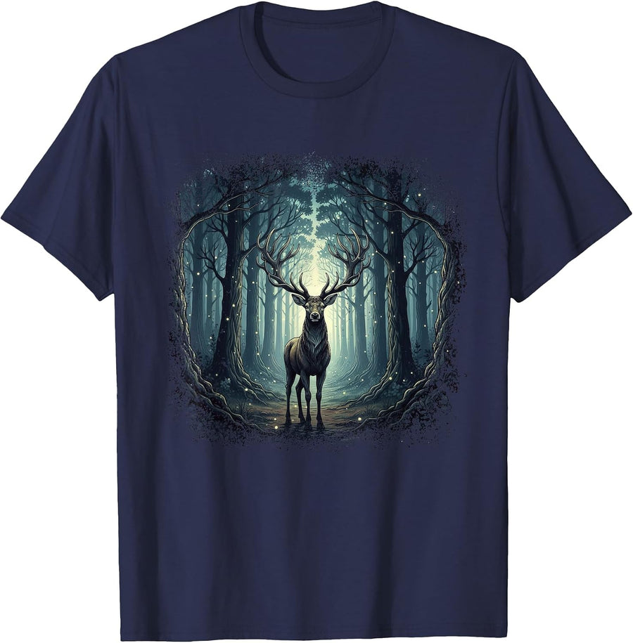 Forest Deer - Buck Hunting Lover Big Game Hunter T-Shirt - Navy Blue