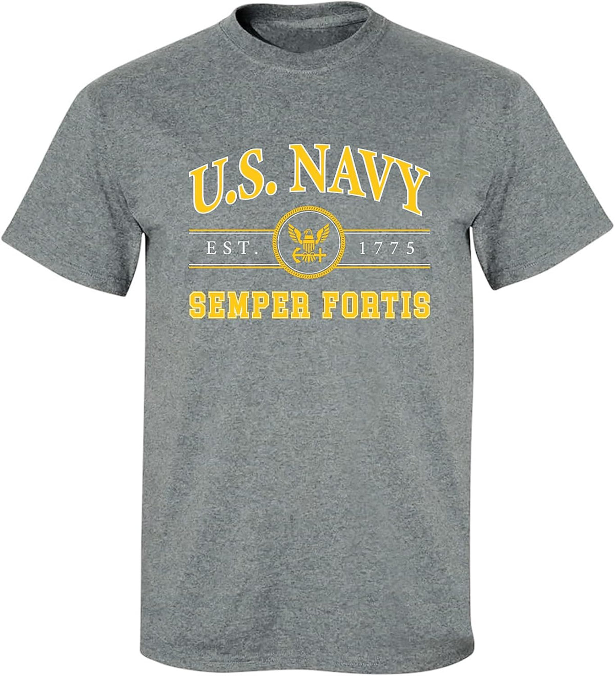 zerogravitee U.S. Navy Est.1775 Semper Fortis Adult Short Sleeve T-Shirt - Dark Heather