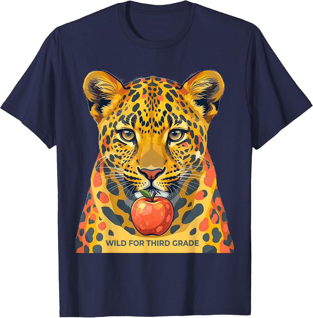 Wild For Third Grade Leopard Teacher Back To School T-Shirt - Navy Blue