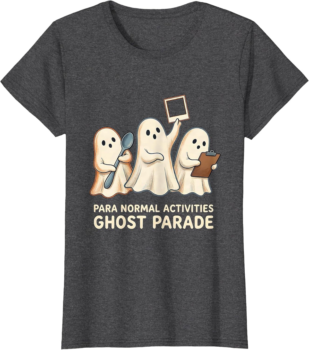 Women's Para Normal Activities Ghost Parade SPED Teacher Halloween T-Shirt - Dark Heather Grey
