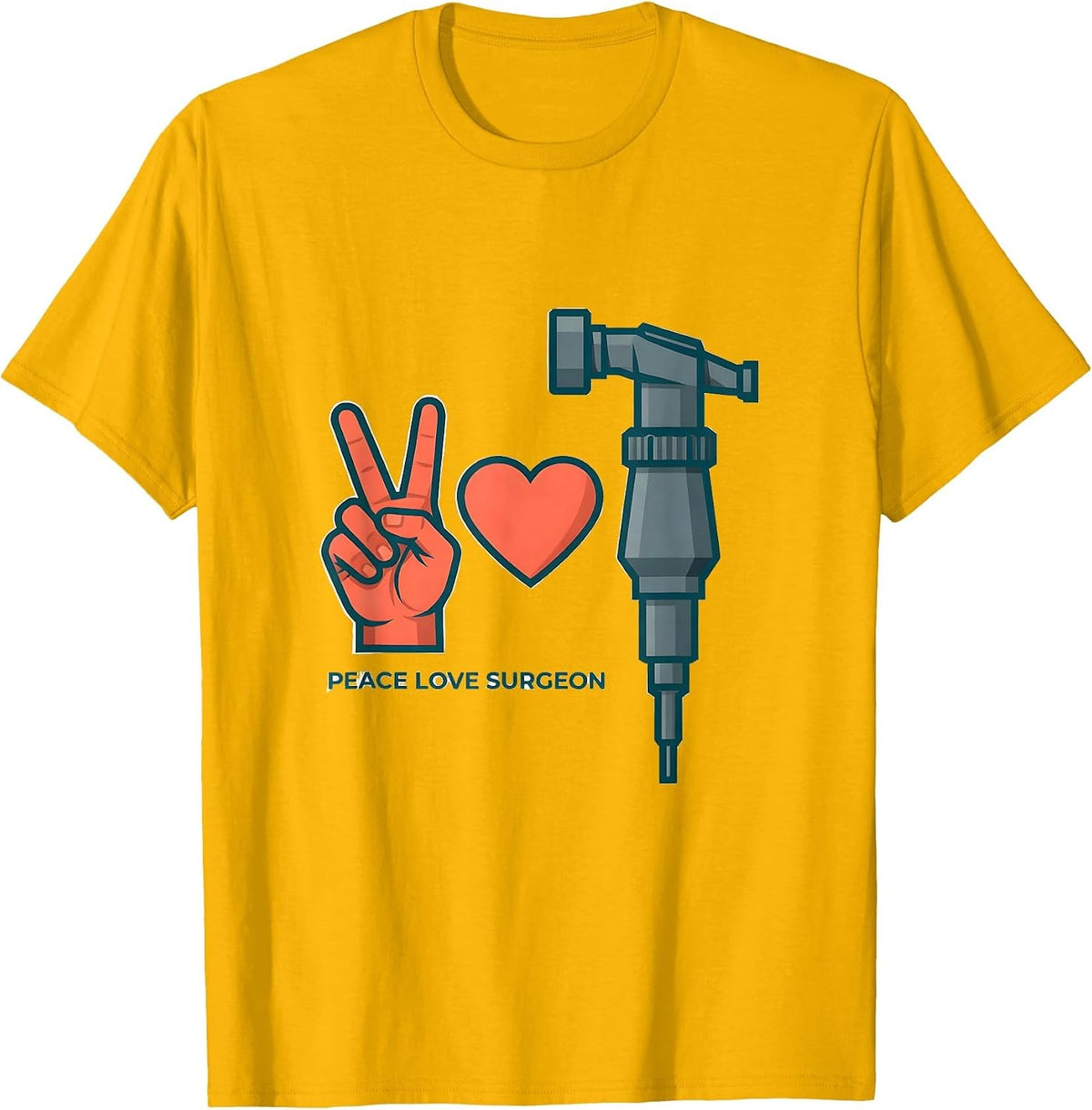Men's Peace Love Surgeon Funny Surgical Tech Surgeon Gift T-Shirt - Golden Yellow