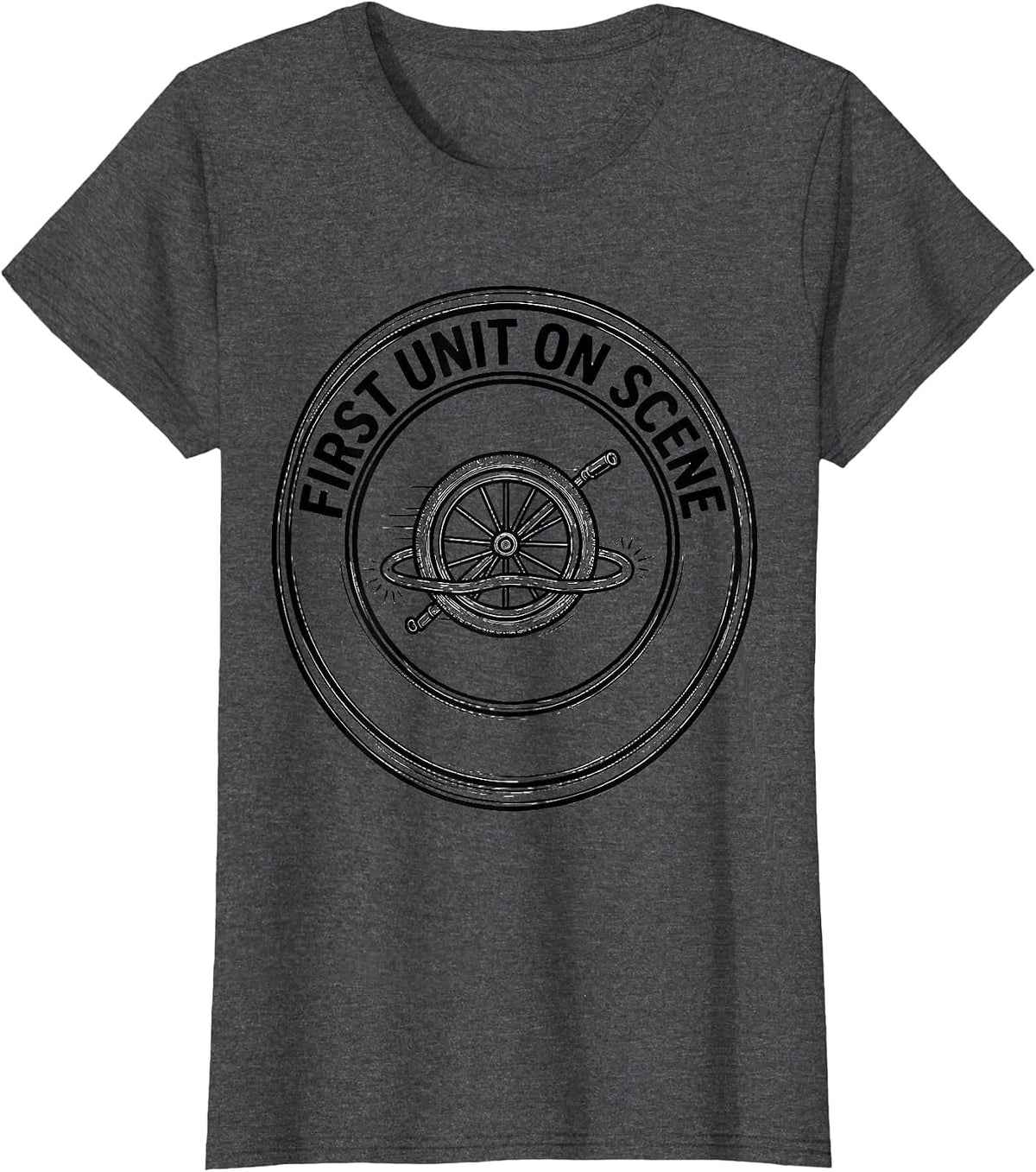 Women's First Unit On Scene Funny EMS Paramedic EMT Gift T-Shirt - Dark Heather Grey