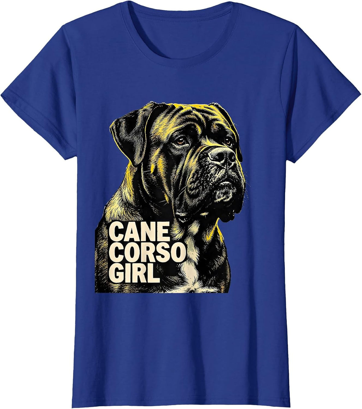 Women's Cane Corso Girl Stencil Graphic Dog Lover Pride T-Shirt - Royal Blue