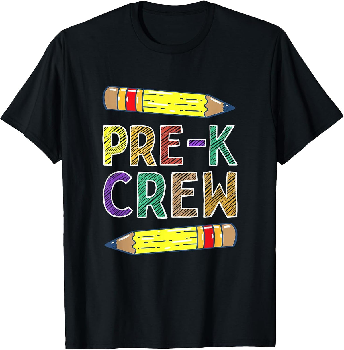 Pre-K Crew Funny PreK Teachers Back to School T-Shirt - Black