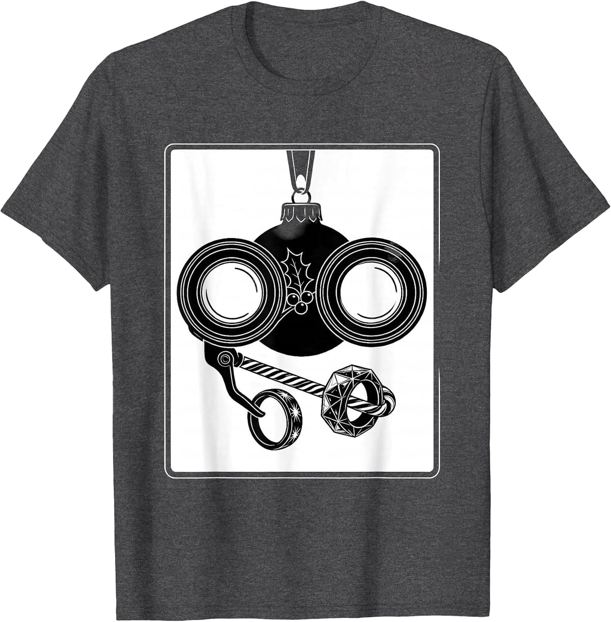 Men's Trial Frame Ornament Christmas Optometrist Eye Doctor Gift T-Shirt - Dark Heather Grey