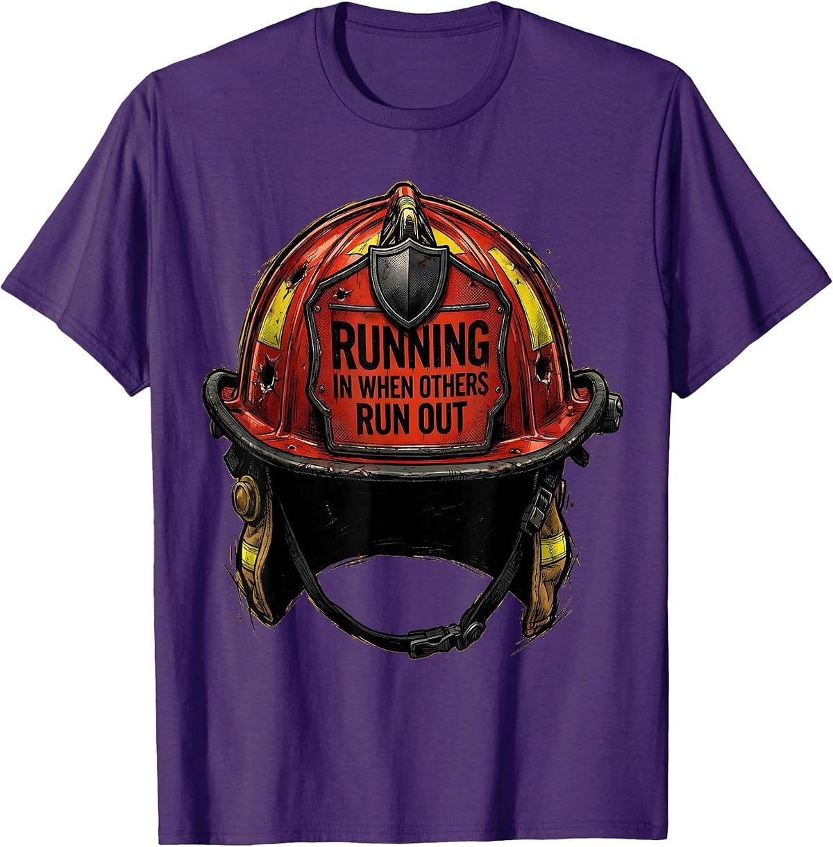 Running In When Others Run Out Firefighter Design T-Shirt - Purple
