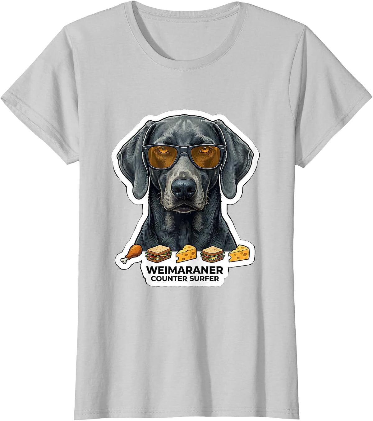 Women's Weimaraner Counter Surfer Funny Dog Breed Sunglasses T-Shirt - Silver Grey