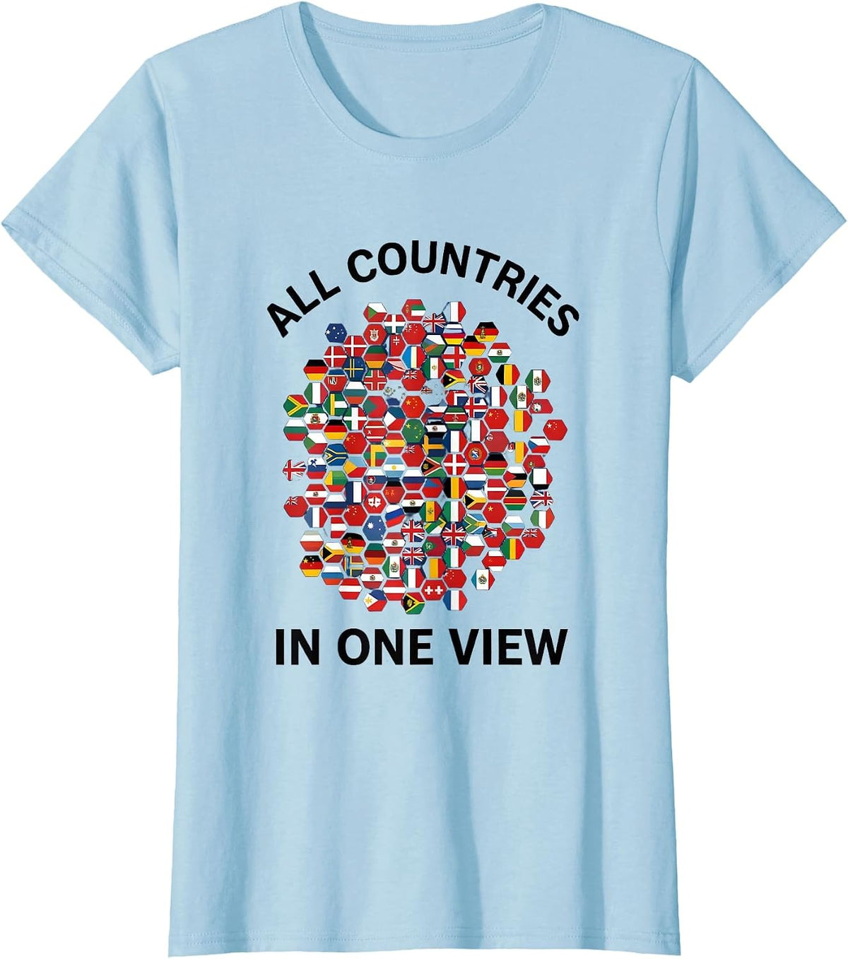 All Countries In One View International Travel Geography T-Shirt - Baby Blue