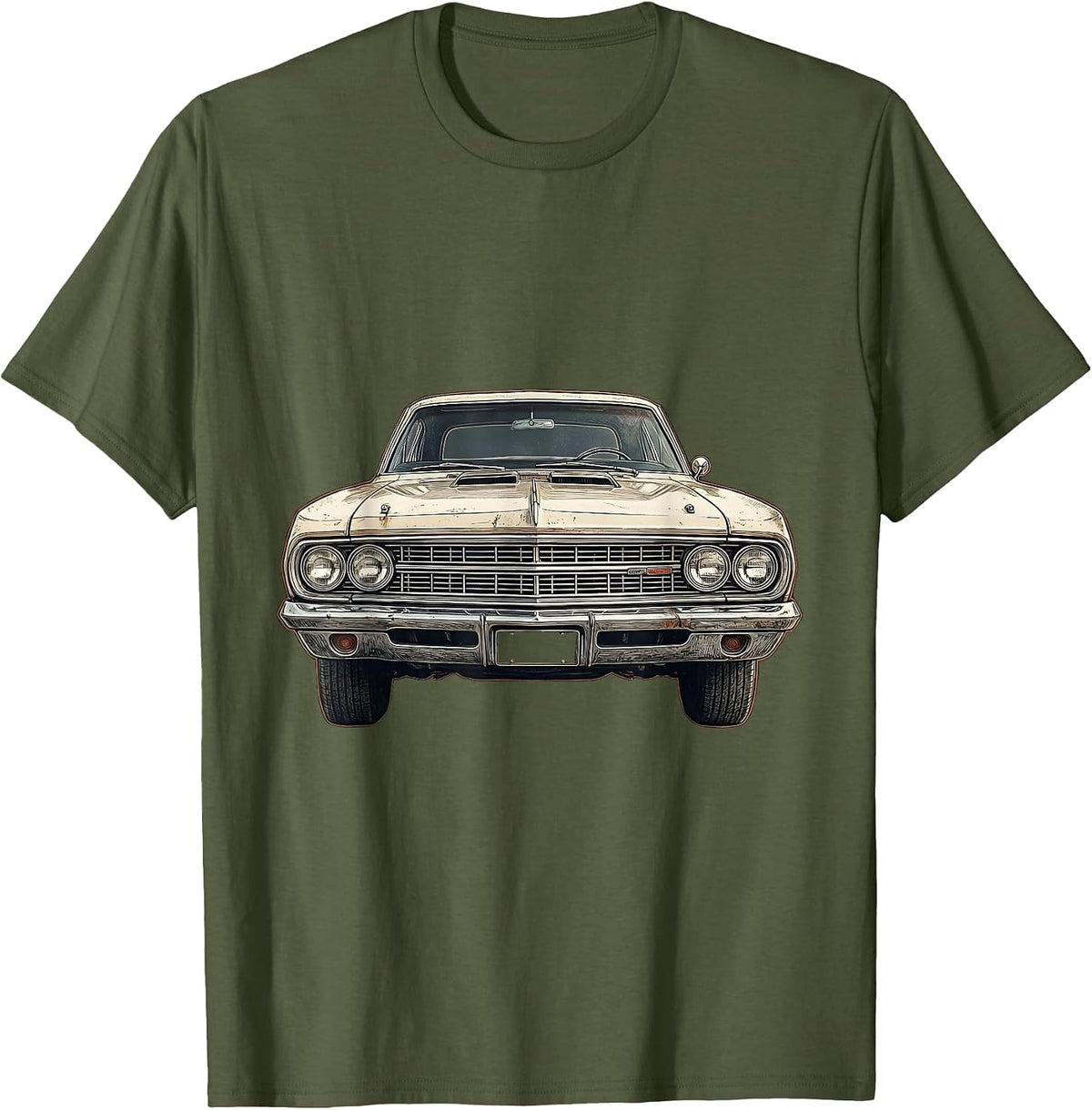 Men's Classic Muscle Car Distressed Birthday Gift for Car Guys T-Shirt - Olive Green