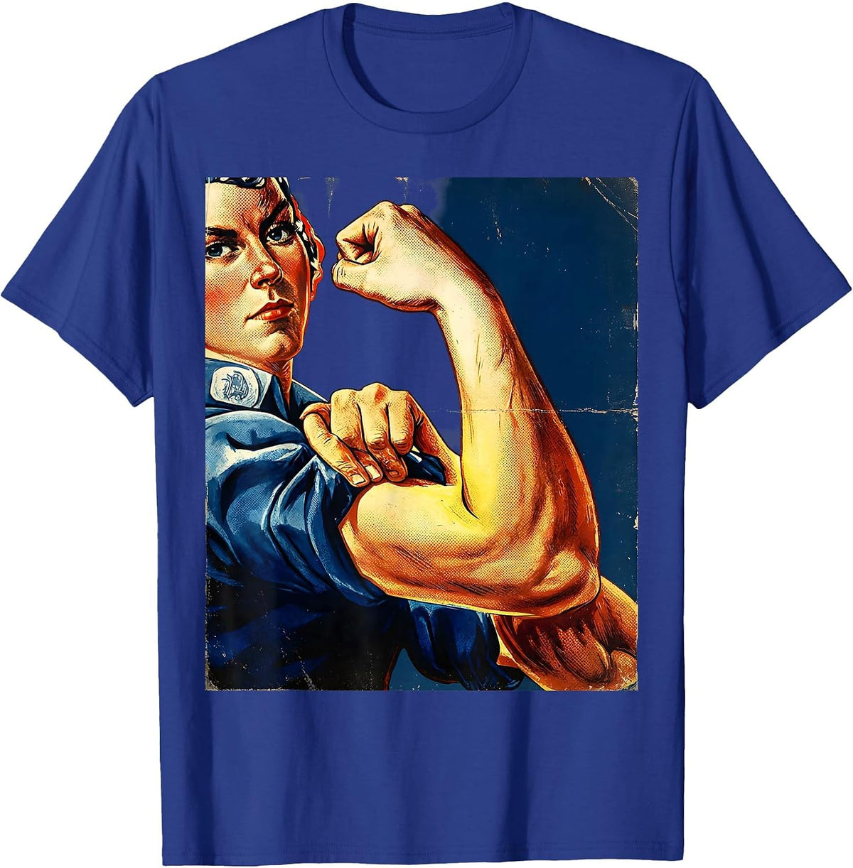 Labor Day Rosie Flexing Arm Graphic Tee T-Shirt - Royal Blue