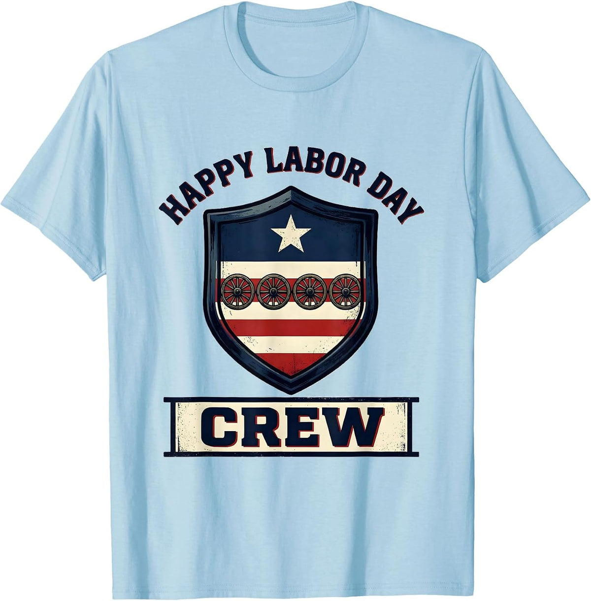 Men's Happy Labor Day Crew Patriotic Americana Labor Day Gift T-Shirt - Baby Blue
