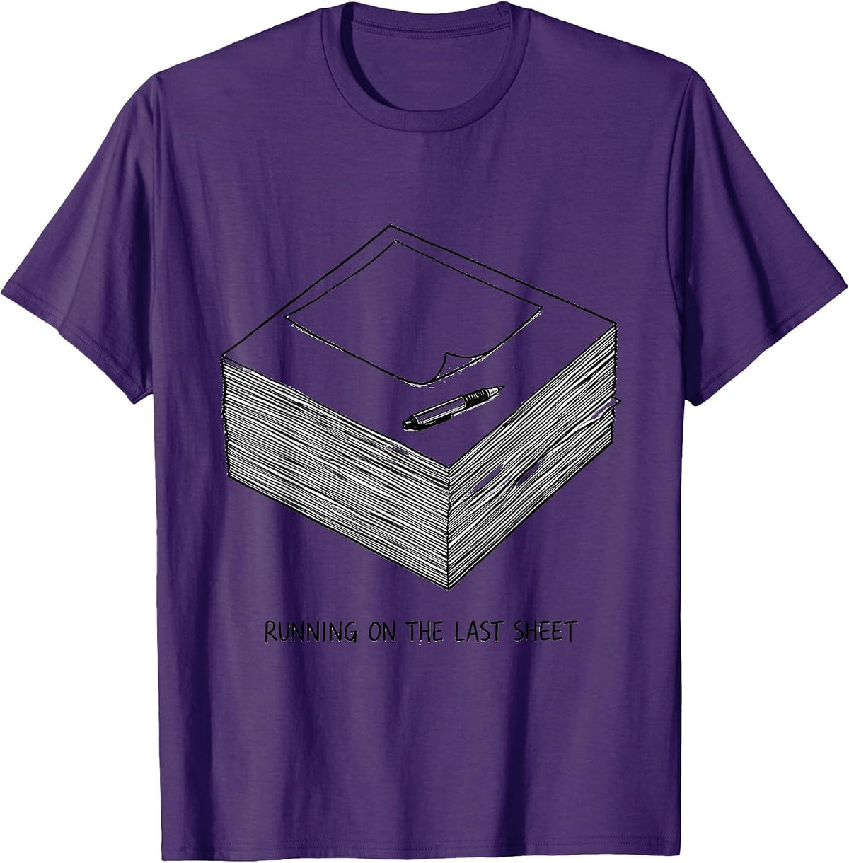 Running On The Last Sheet Funny Sarcastic Teacher Back T-Shirt - Purple