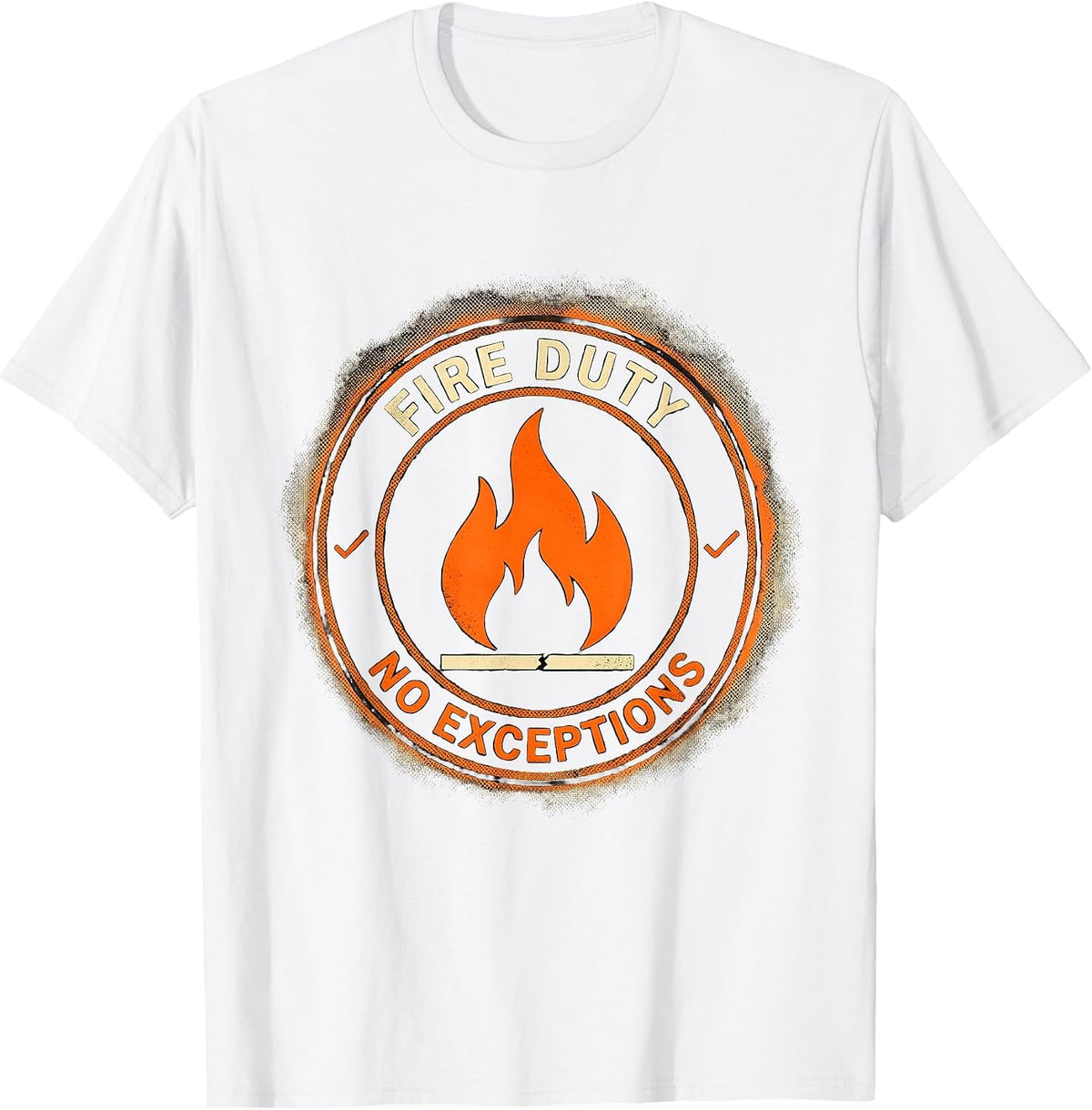 Men's Fire Duty No Exceptions Bold Halloween Costume Humor T-Shirt - White