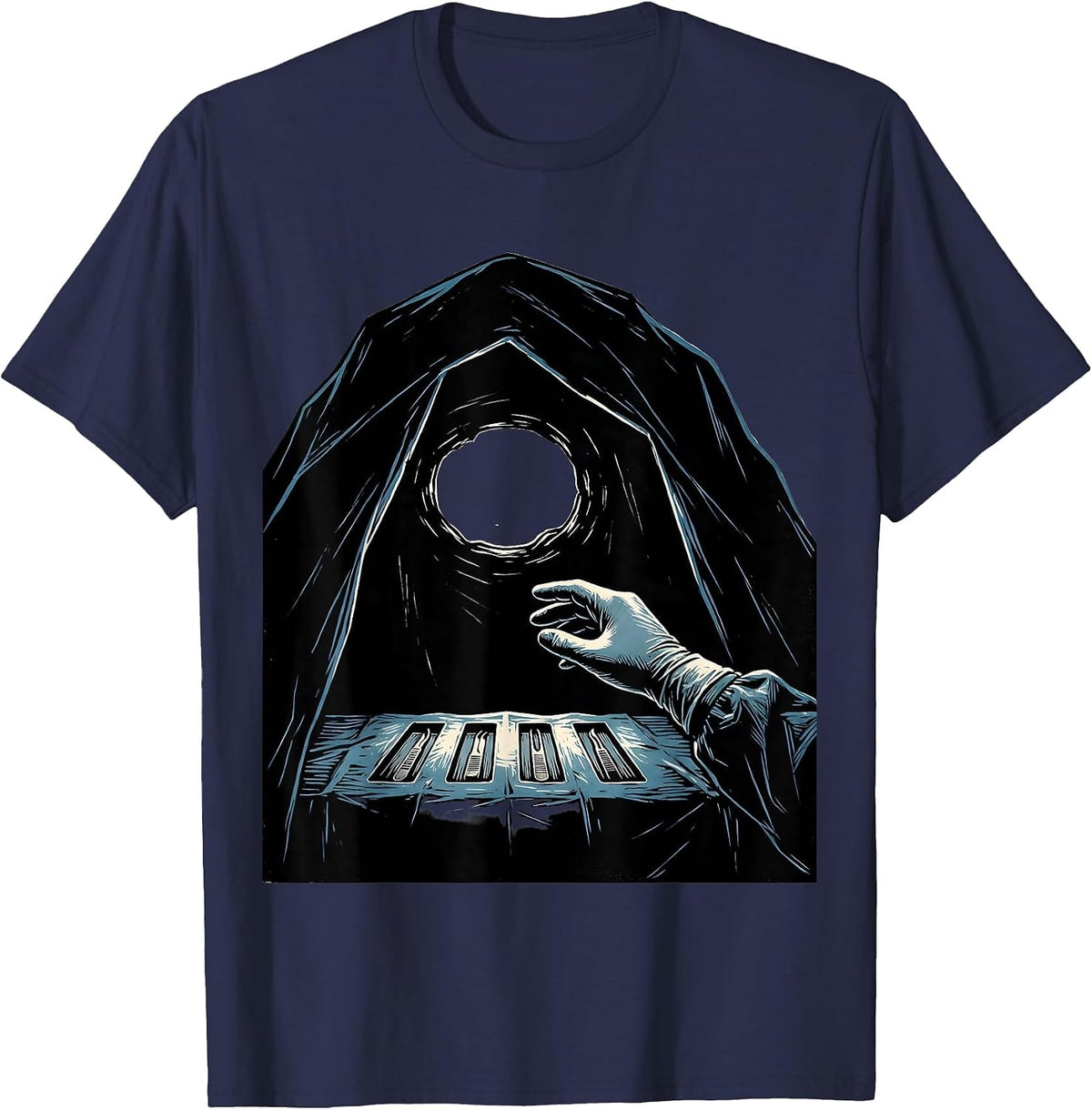 Sterile Drape Surgical Tech Linocut Gift T-Shirt - Navy Blue