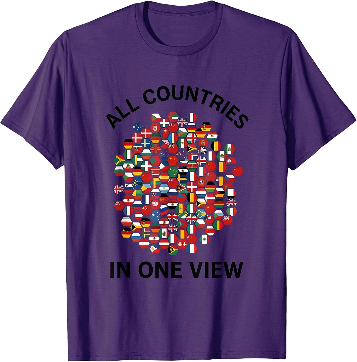 All Countries In One View International Travel Geography T-Shirt - Purple
