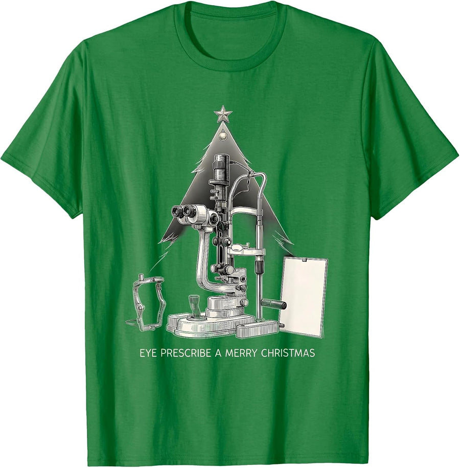 Men's Eye Prescribe A Merry Christmas Funny Optometrist Eye Doctor T-Shirt - Kelly Green