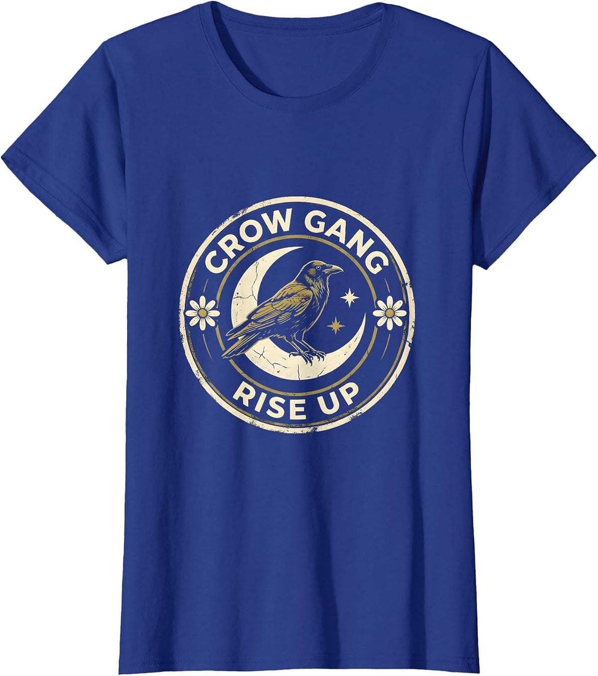 Women's Crow Gang Rise Up Bold Bird Lover Design T-Shirt - Royal Blue